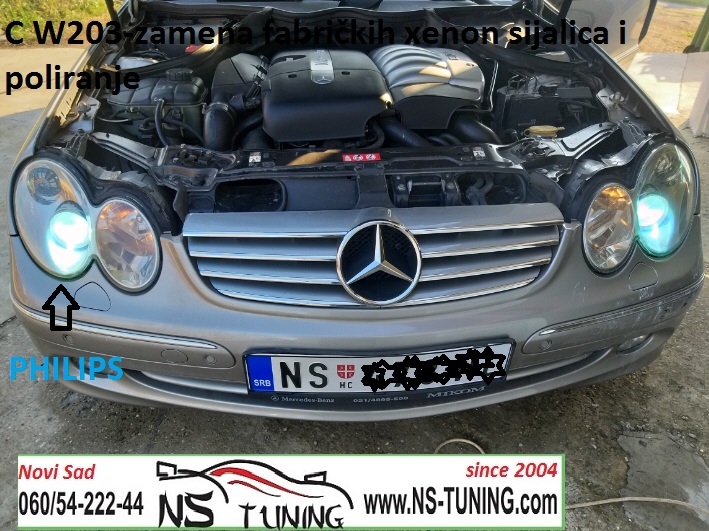 mercedes c w203 2004 xenon farovi d2s sijalica zamena ugradnja novi sad auto servis ns tuning